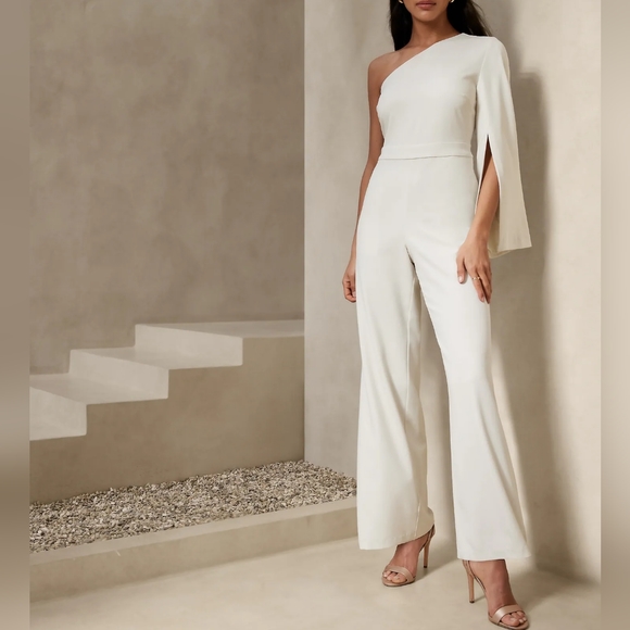 NWT BANANA REPUBLIC | Crepe One-Shoulder Jumpsuit - Picture 2 of 7